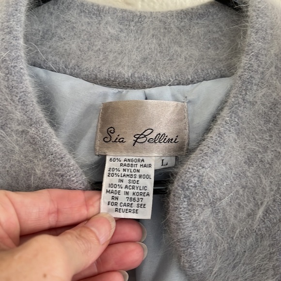 Rare Vintage Sia Bellini Gray Angora Button Up Sweater w/Full Silver Fox Sz L - Picture 3 of 12
